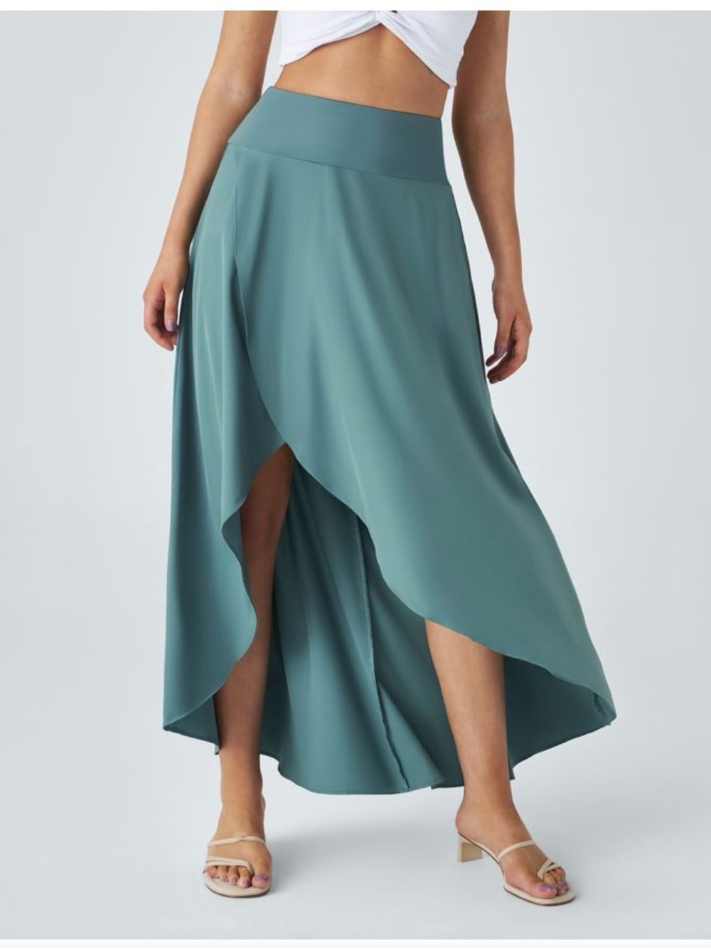 [Halara] Breezeful™ High Low Ruffle 2-in-1 Flowy Quick Dry Casual Maxi NWOT L - Picture 7 of 9